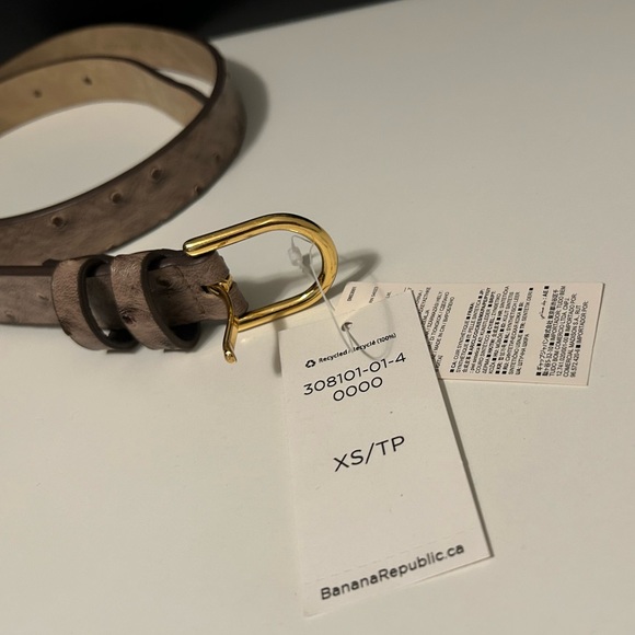 NWT Banana Republic Women's Ostrich Synthetic Leather Belt, XS, Gold Buckle - Picture 2 of 11